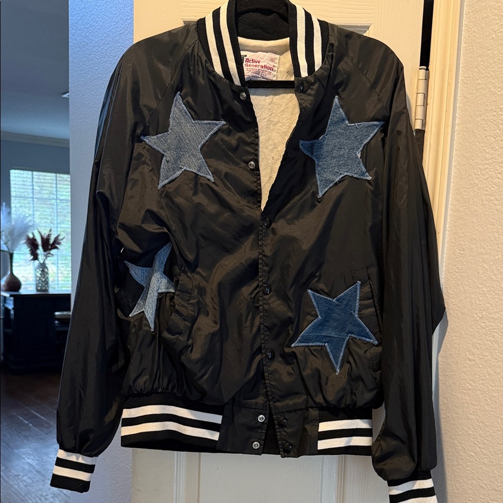 Vintage bomber jacket with Blue Star Patches